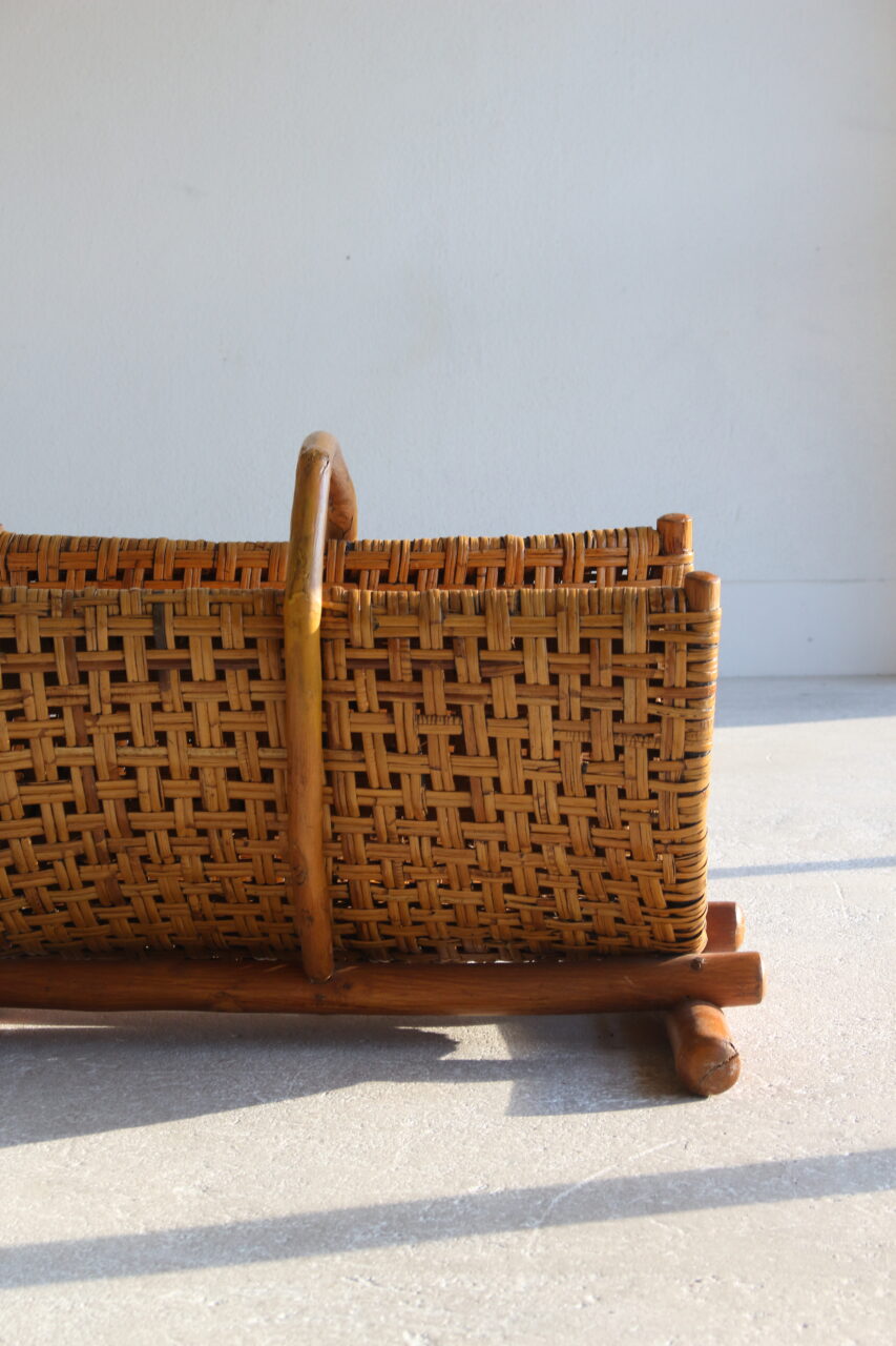 VINTAGE CANE LOG BASKET