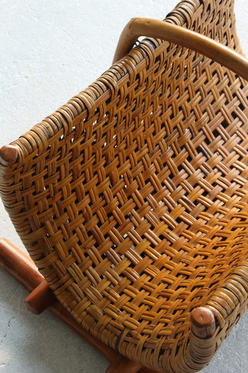 VINTAGE CANE LOG BASKET
