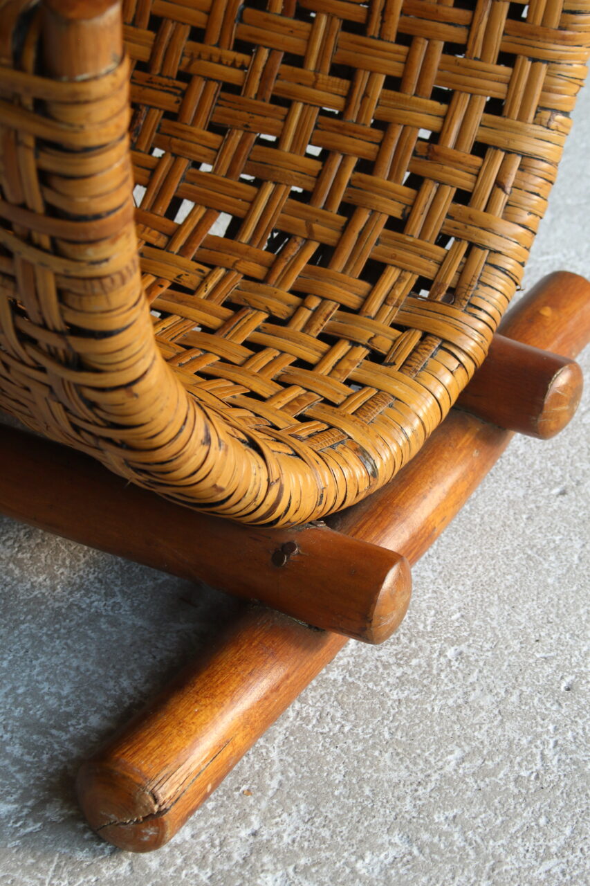 VINTAGE CANE LOG BASKET