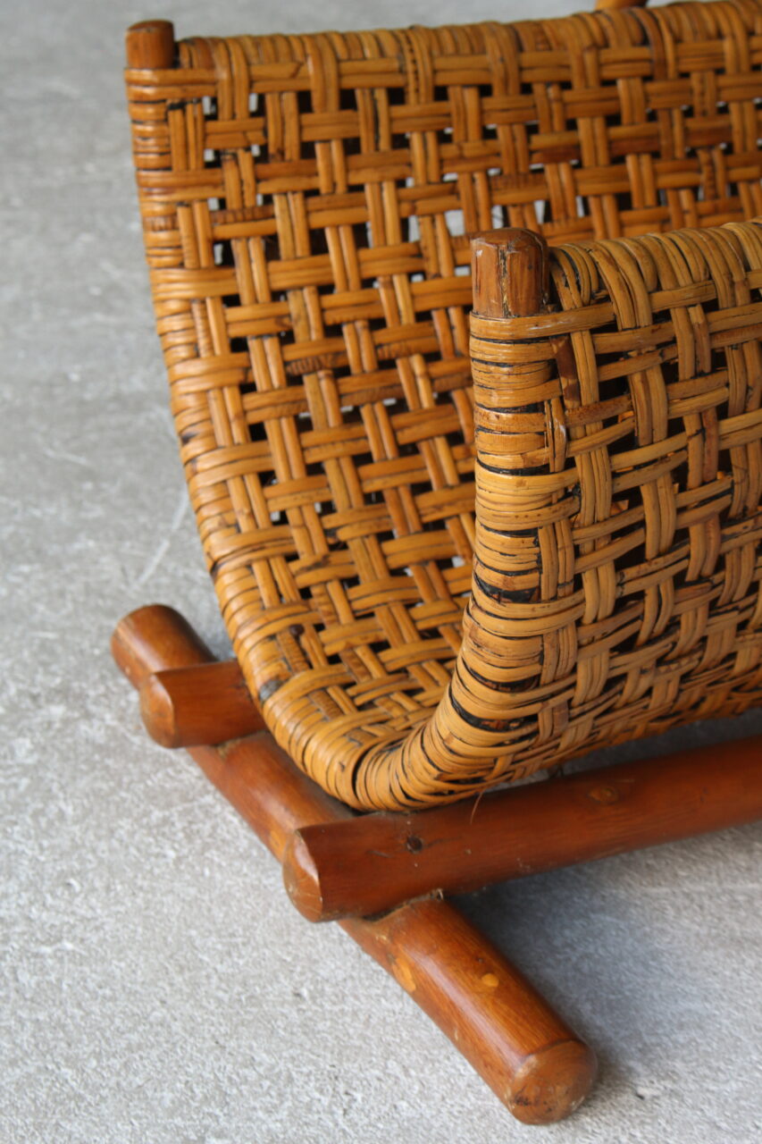 VINTAGE CANE LOG BASKET