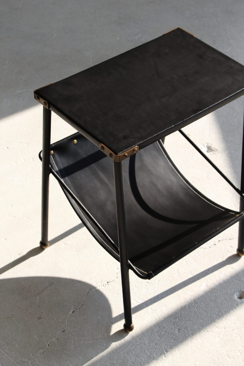 JACQUES ADNET / SIDE TABLE WITH MAGAZINE RACK