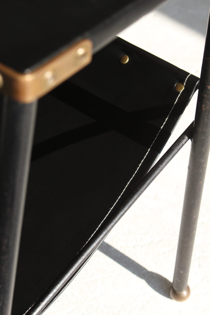 JACQUES ADNET / SIDE TABLE WITH MAGAZINE RACK