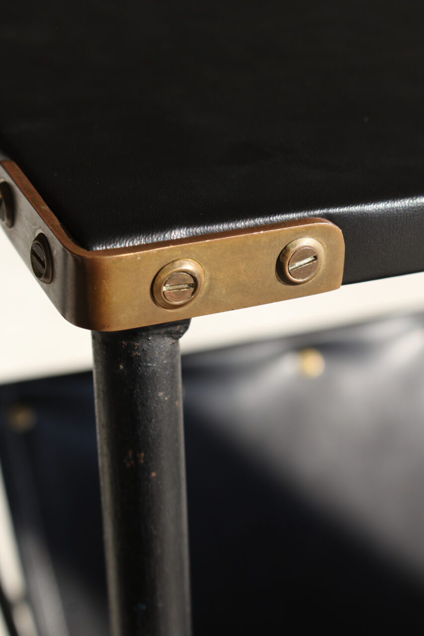 JACQUES ADNET / SIDE TABLE WITH MAGAZINE RACK